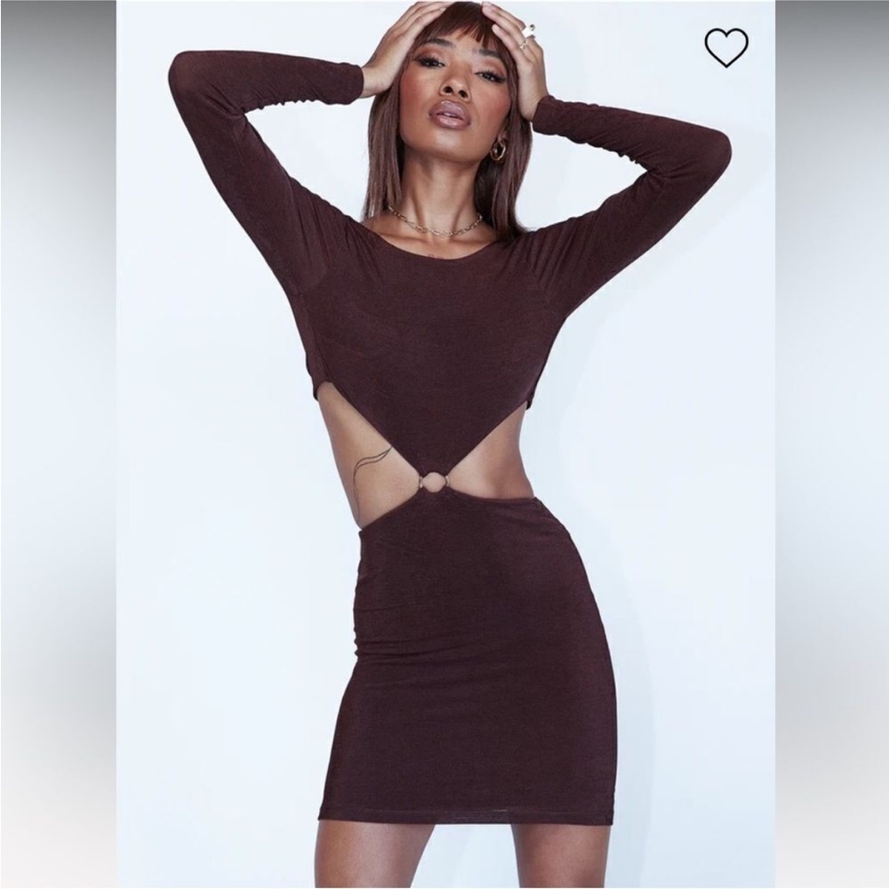 NWT Princess Polly brown Henley cutout mini dress size 6